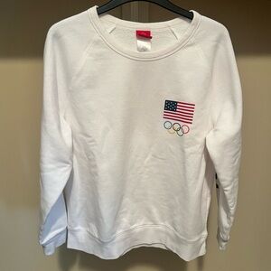 Team Apparel White Crew Neck Sweater with Olympic Design